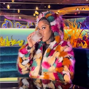 Multicolored Fur Coat